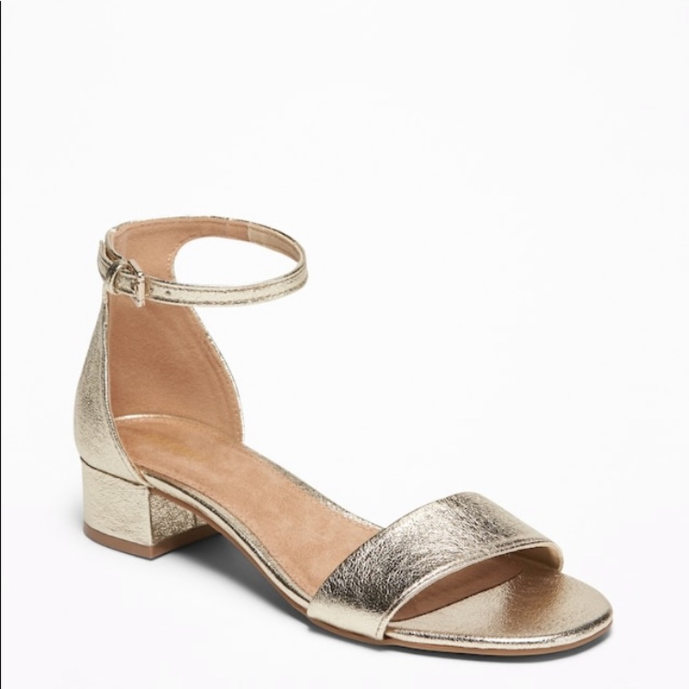 Gold ankle strap heel NWOT
